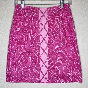 - LILLY PULITZER 'Palm Beach Pink Tony Print Lattice Skirt